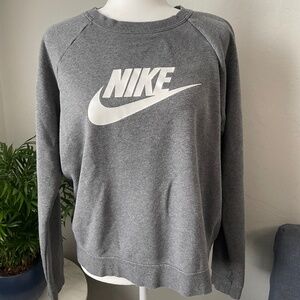 Womens Nike Sweatshirt - Dark Gray - White Swoosh Logo - Sz L